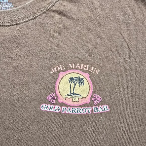 Joe Marlin Tshirt Mens XL Brown Short Sleeve Gold Parrot Bar Paradise Birdie - Picture 3 of 8